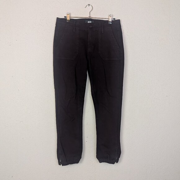 PAIGE Mayslie Cropped Jogger Pant in Vintage Black Cherry Burgundy - Picture 2 of 13